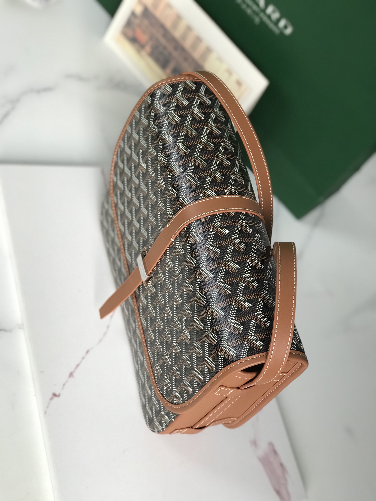 Goyard Brown Goyardine Belvedere MM Leather Cloth