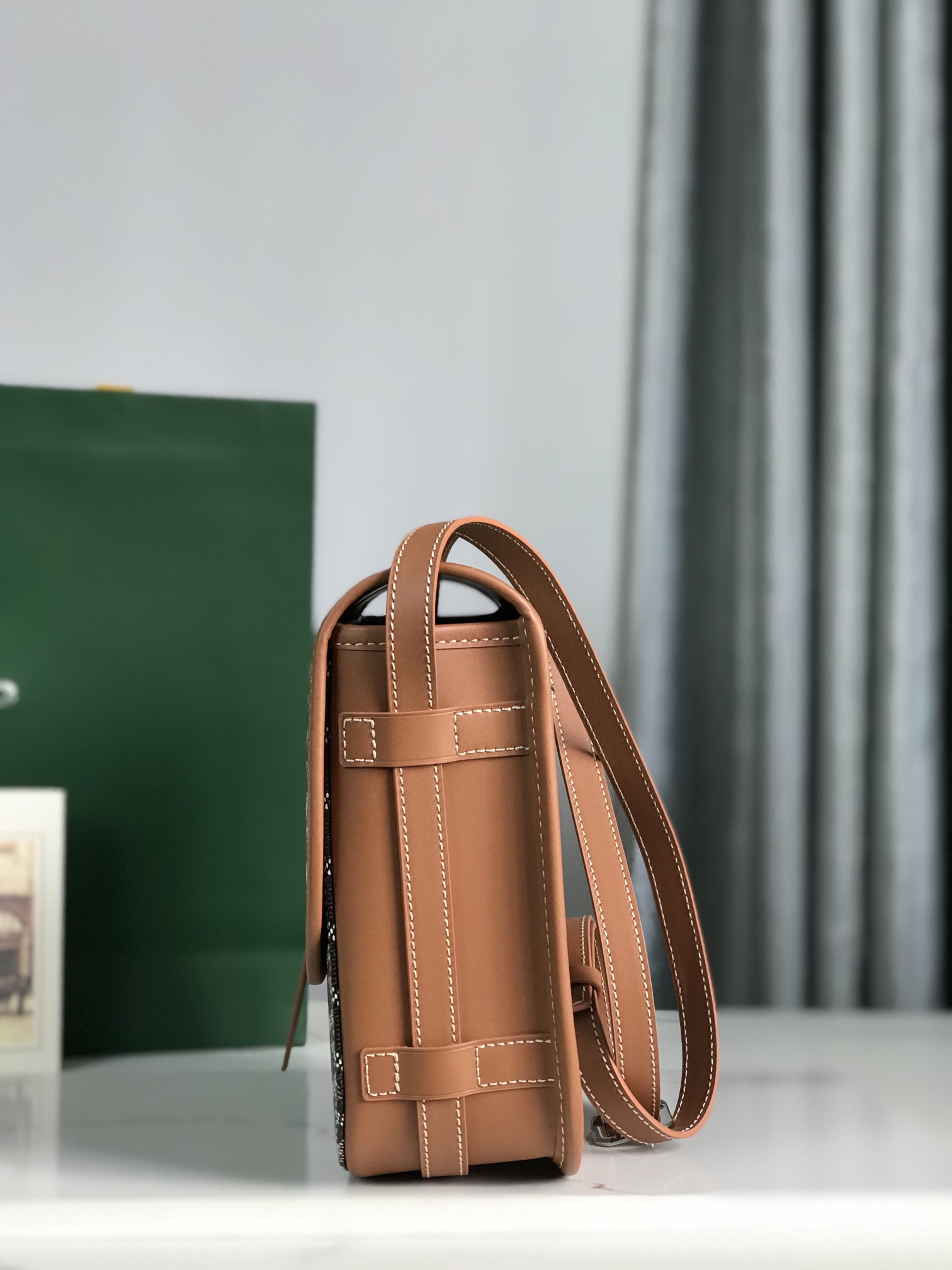 Goyard Brown Goyardine Belvedere MM Leather Cloth