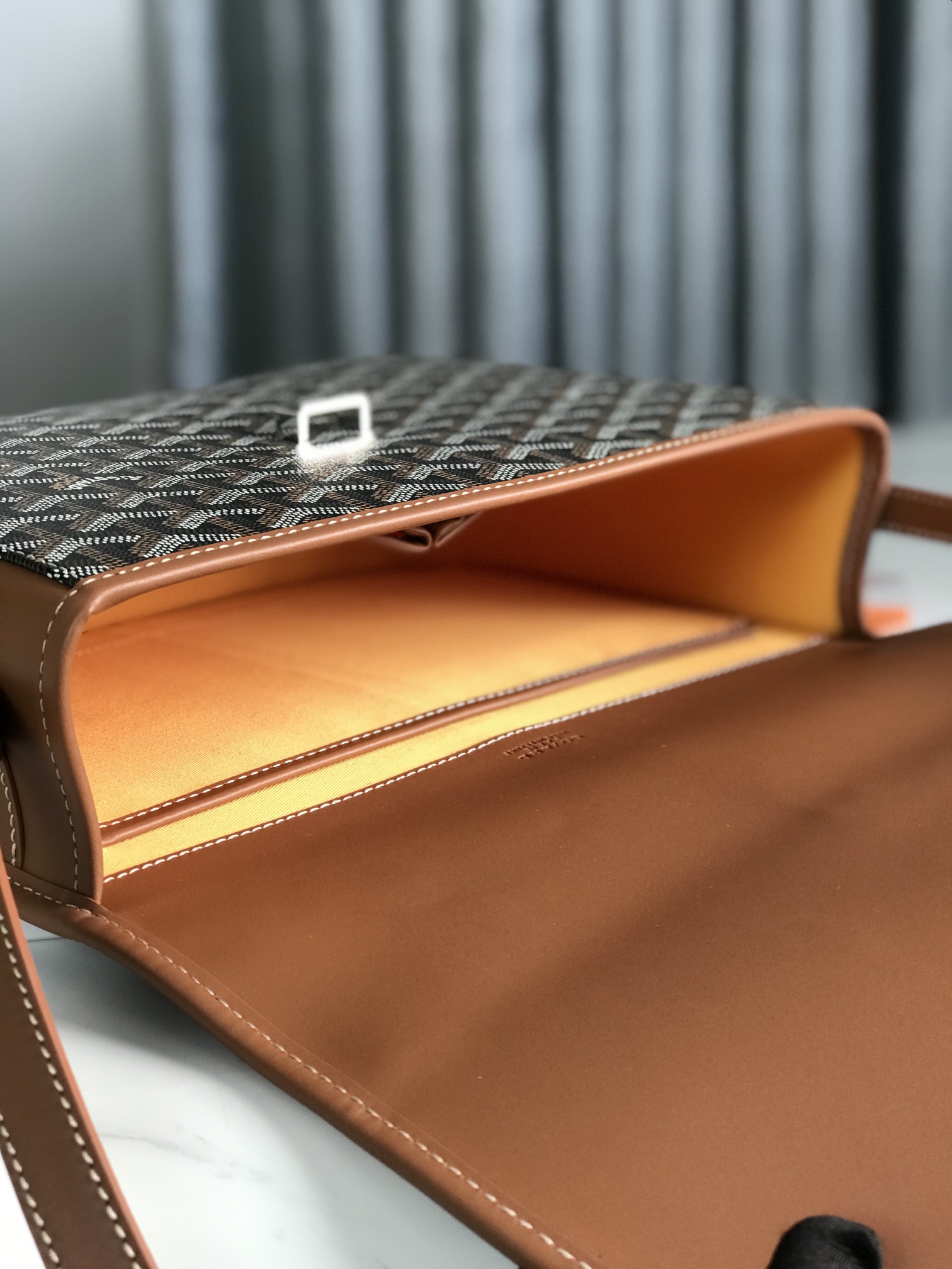 Goyard Brown Goyardine Belvedere MM Leather Cloth