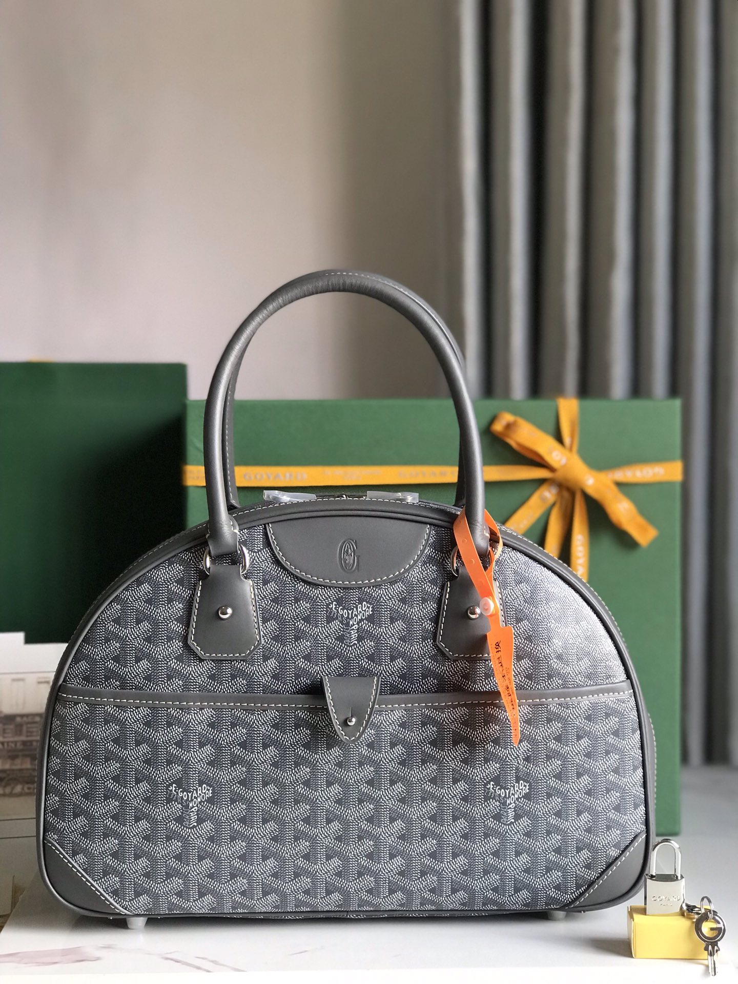 Goyard St. Jeanne MM Handbag Gray PVC Canvas Grey Cloth ref