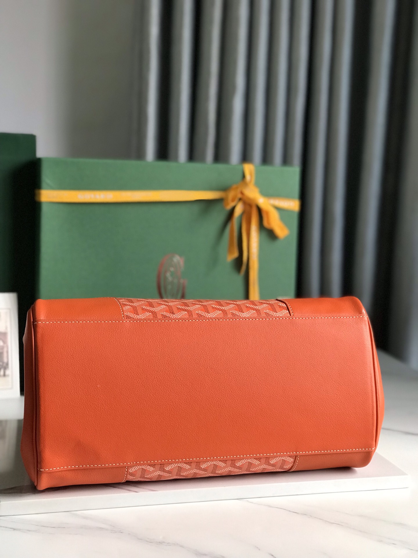 Goyard Saigon Tote orange Goyardine Canvas Palladium ...