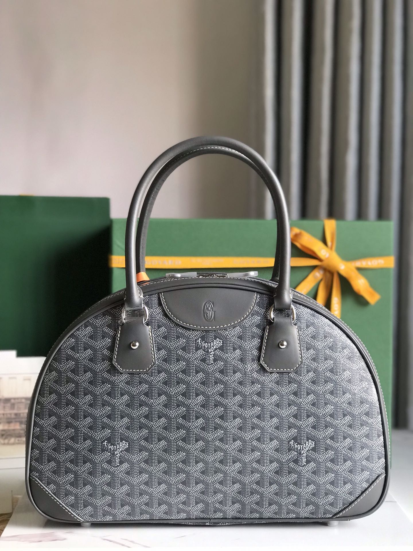 Goyard St. Jeanne MM Handbag Gray PVC Canvas Grey Cloth ref