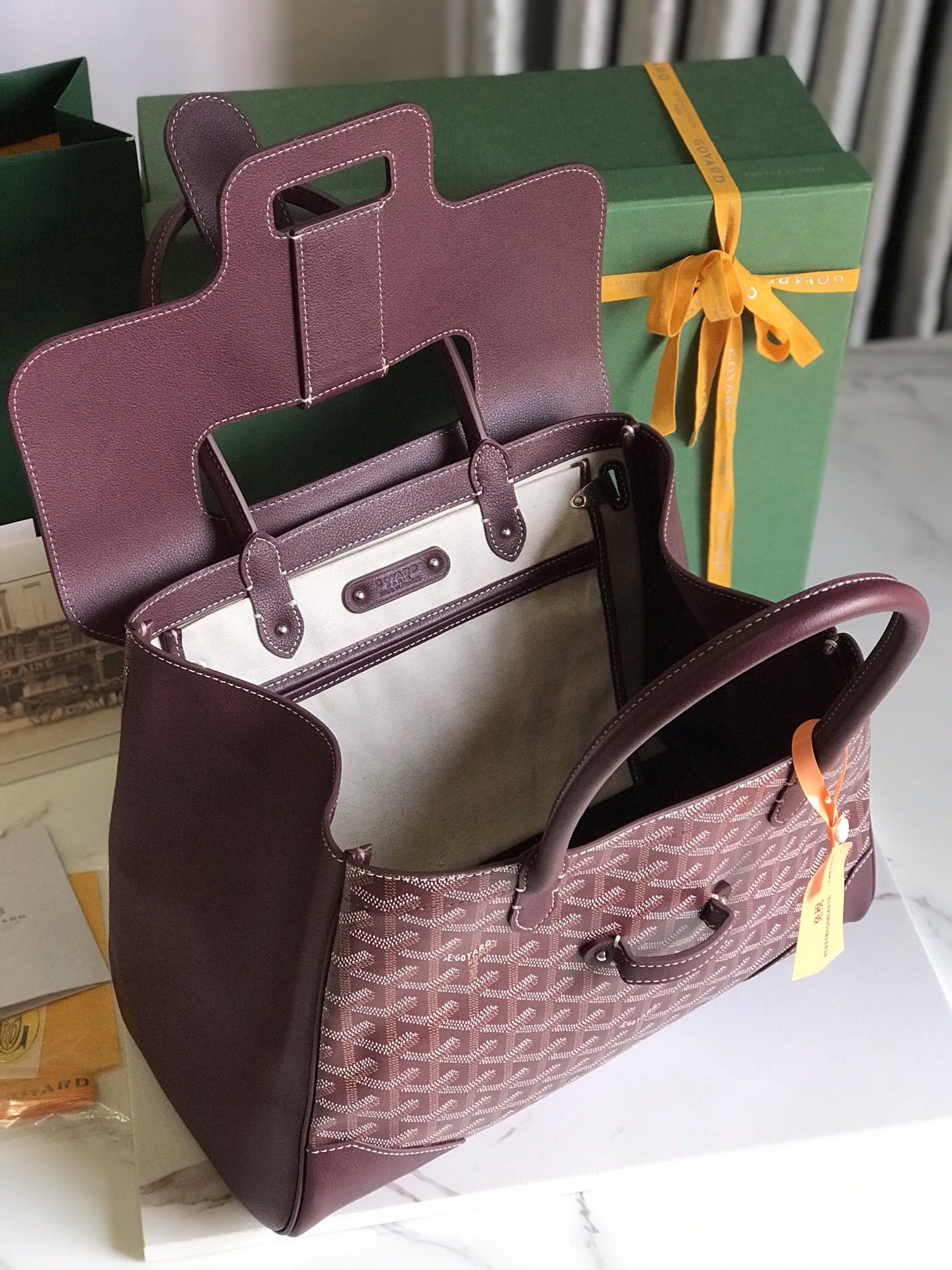 Goyard Saigon Tote Burgundy Goyardine Canvas MATIGNON  00509