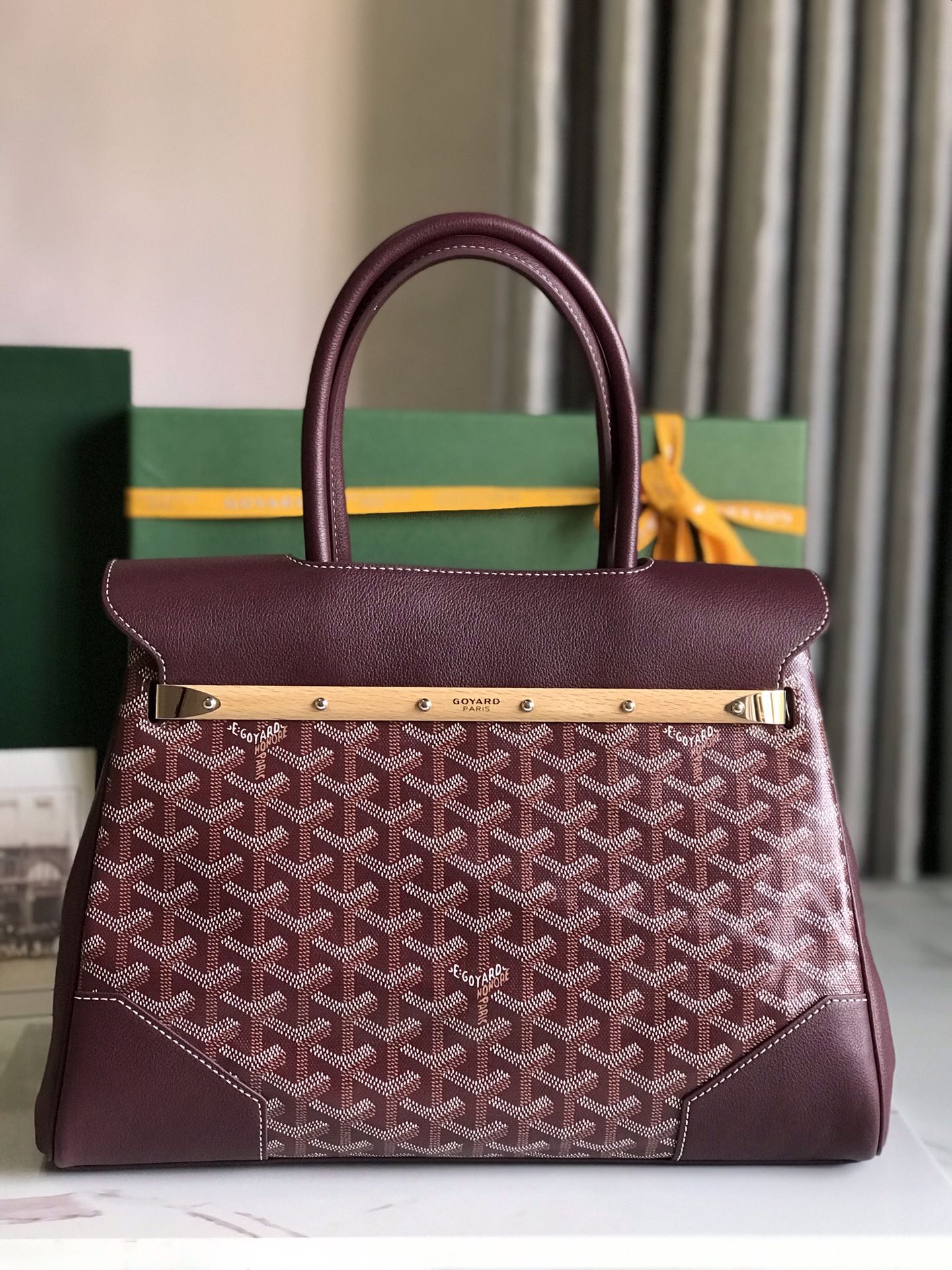 Goyard Saigon Tote Burgundy Goyardine Canvas MATIGNON  00509