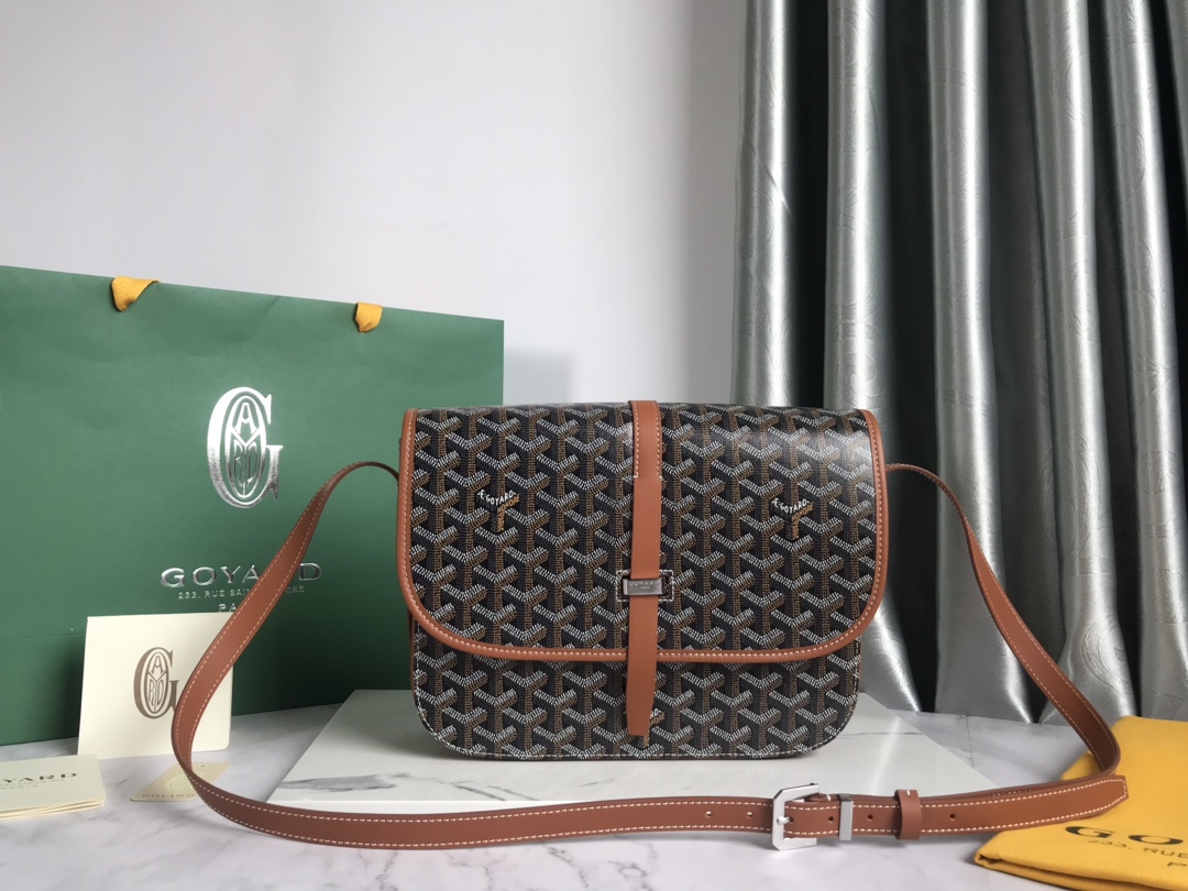 GOYARD Goyardine Belvedere II MM Messenger Bag Black Gold