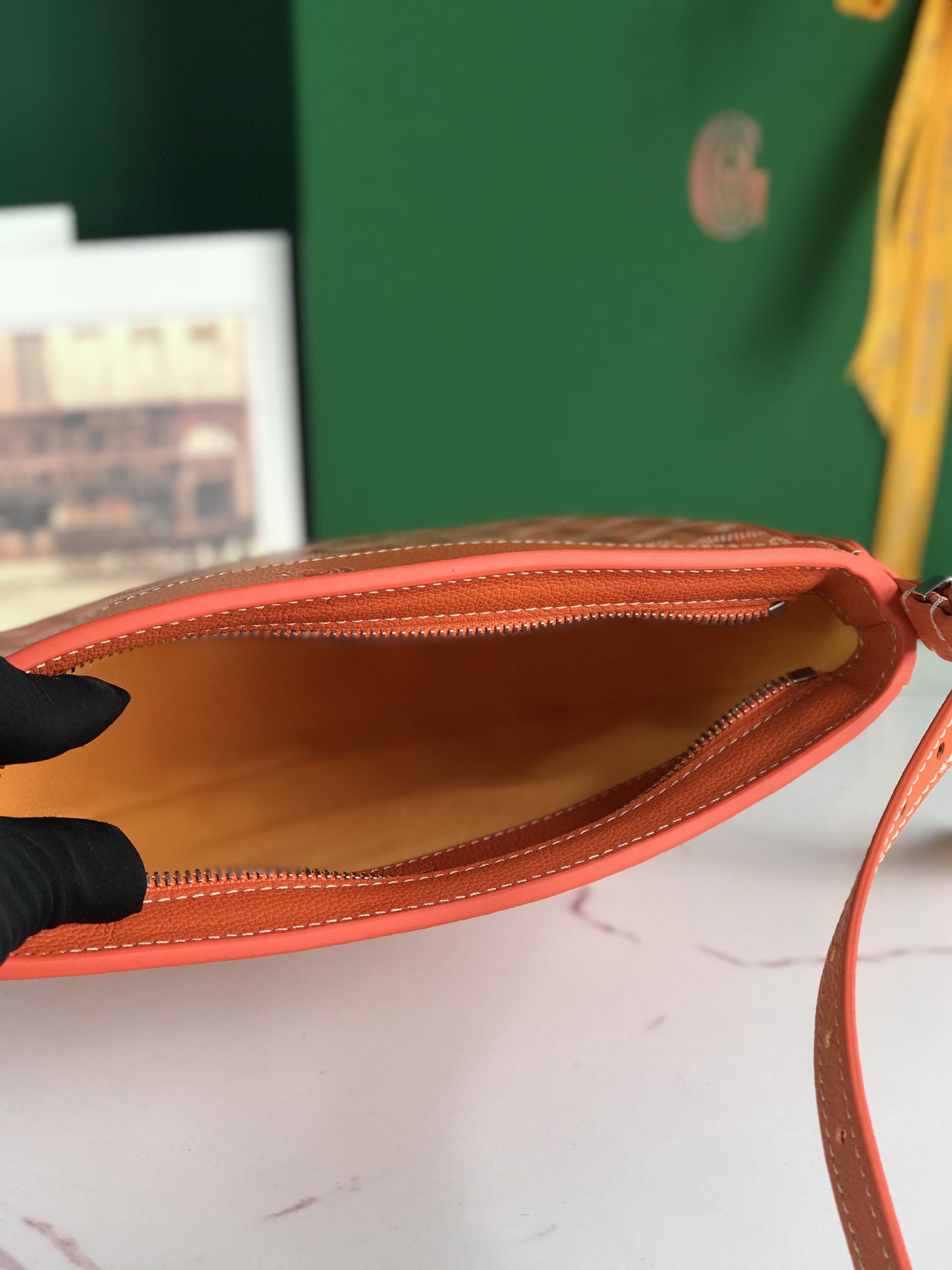 Goyard orange Goyardine Canvas And Chevroches Calfskin