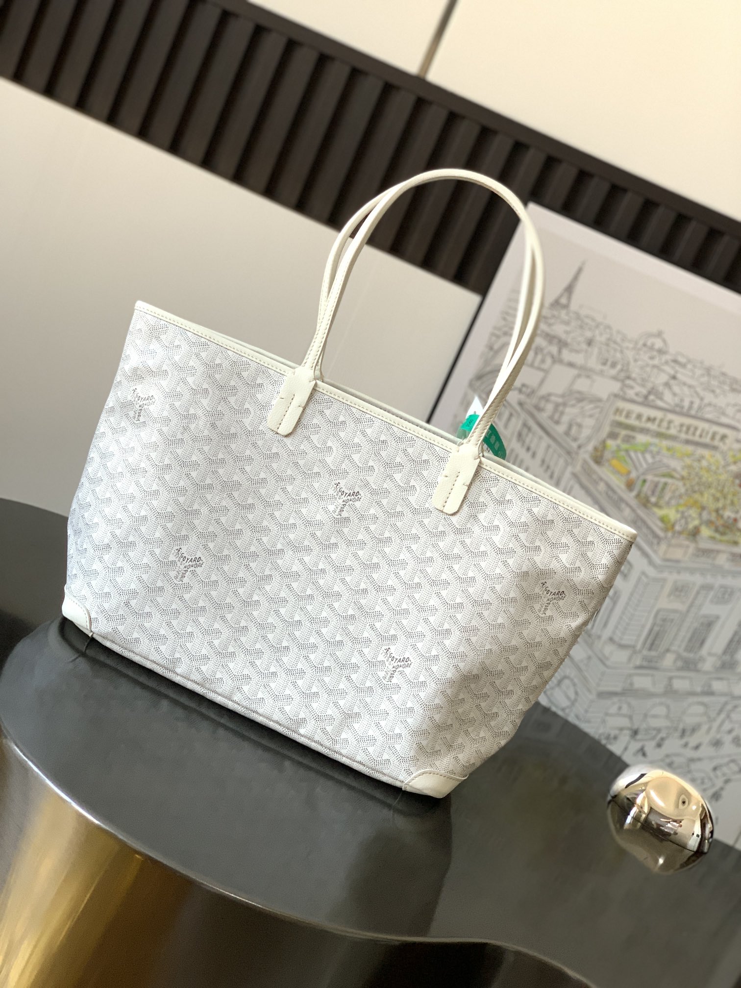 Goyard White Goyardine Coated Canvas and Leather Saint Louis
