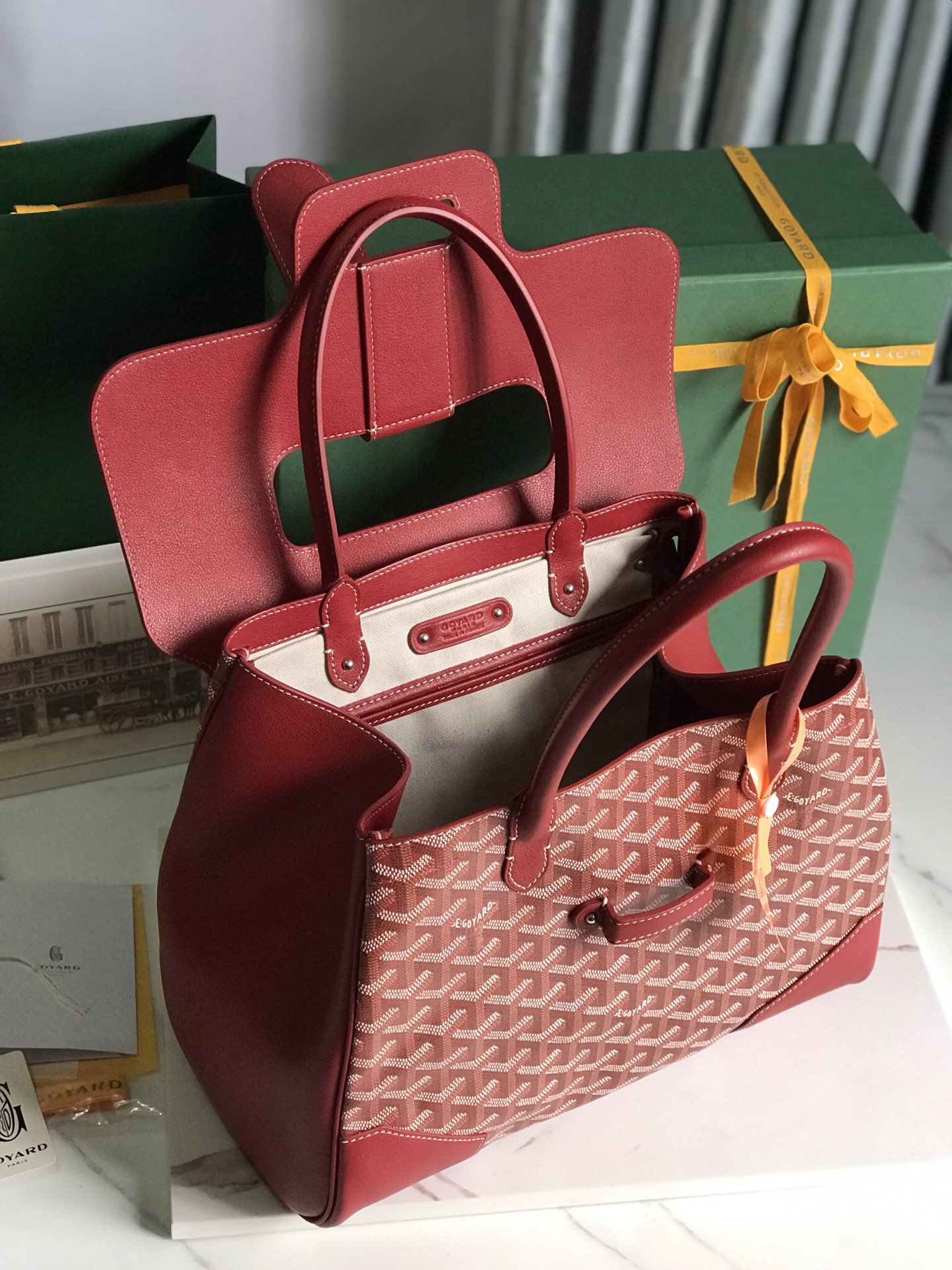 Goyard Saigon Tote Red Goyardine Canvas Palladium Hardware