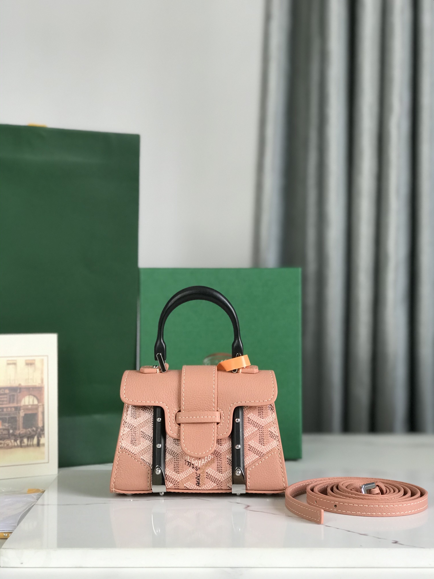 GOYARD Iridescent Goyardine Structure Nano Saigonbag pink
