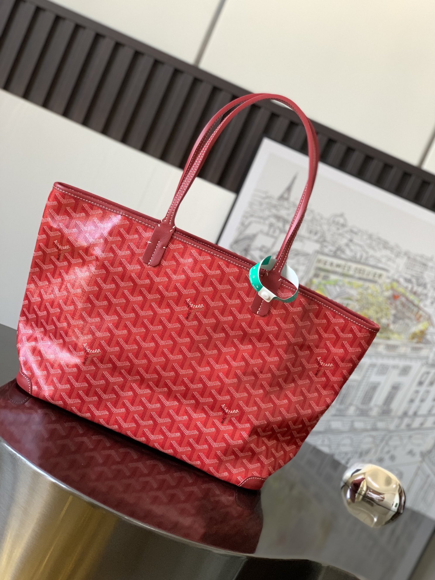 Goyard Artois Tote Coated Canvas PM Red 2311341