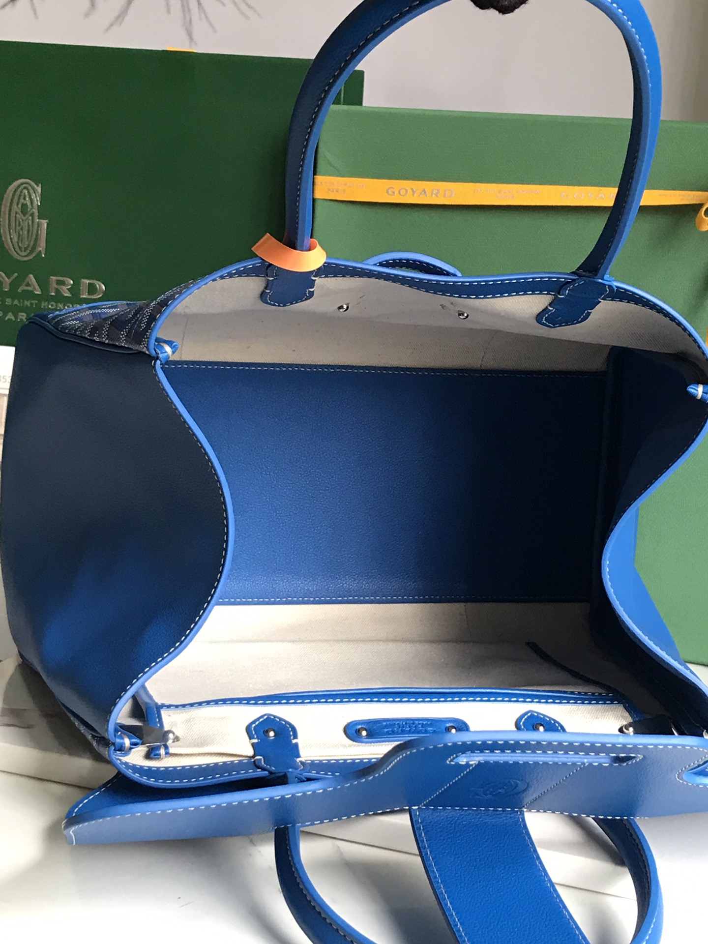 Goyard Saigon Tote Sky Blue Goyardine Canvas Palladium