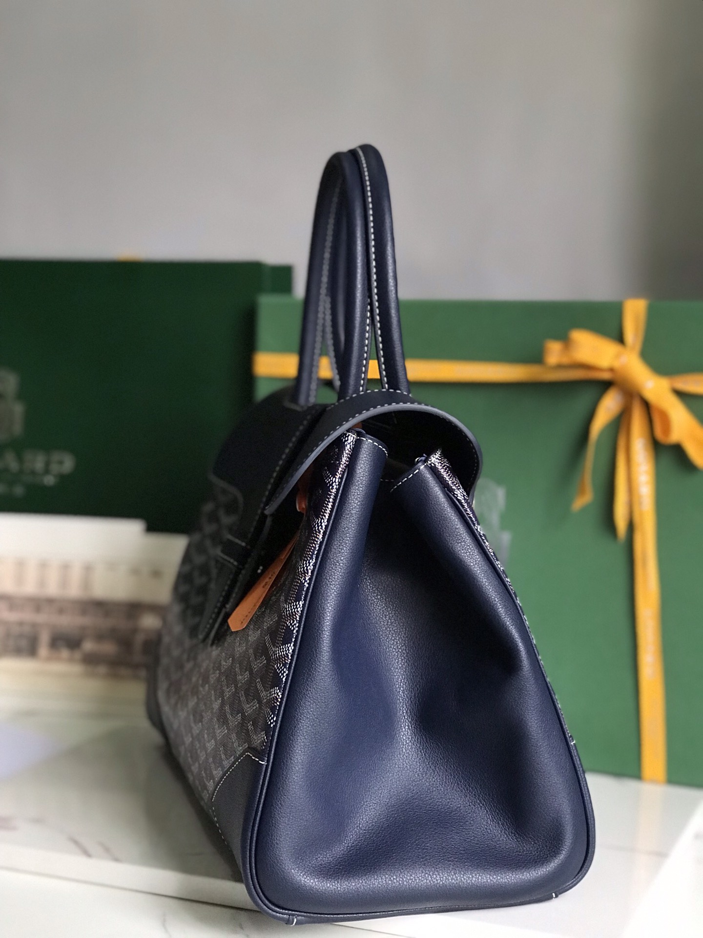 Goyard Saigon Tote Navy Blue Goyardine Canvas ...