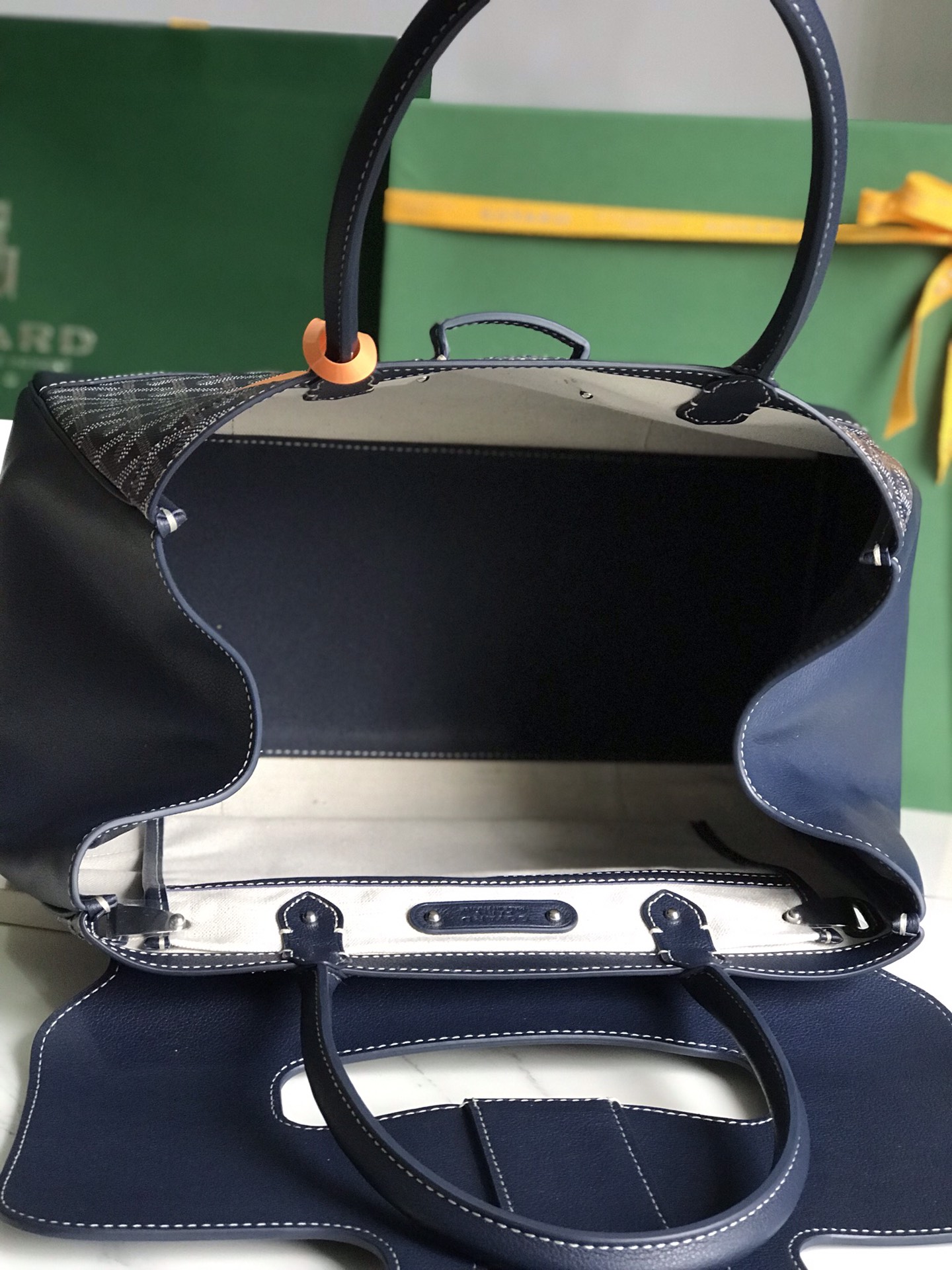Goyard Saigon Tote Navy Blue Goyardine Canvas ...