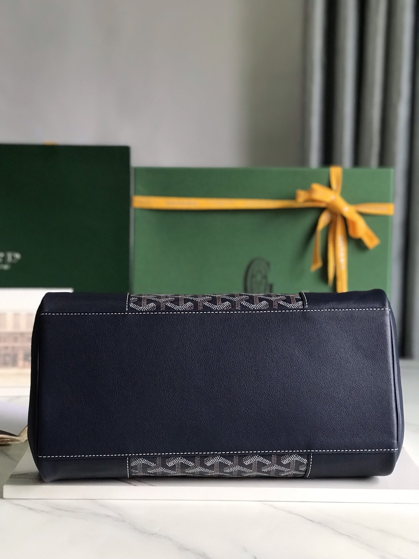 Goyard Saigon Tote Navy Blue Goyardine Canvas ...