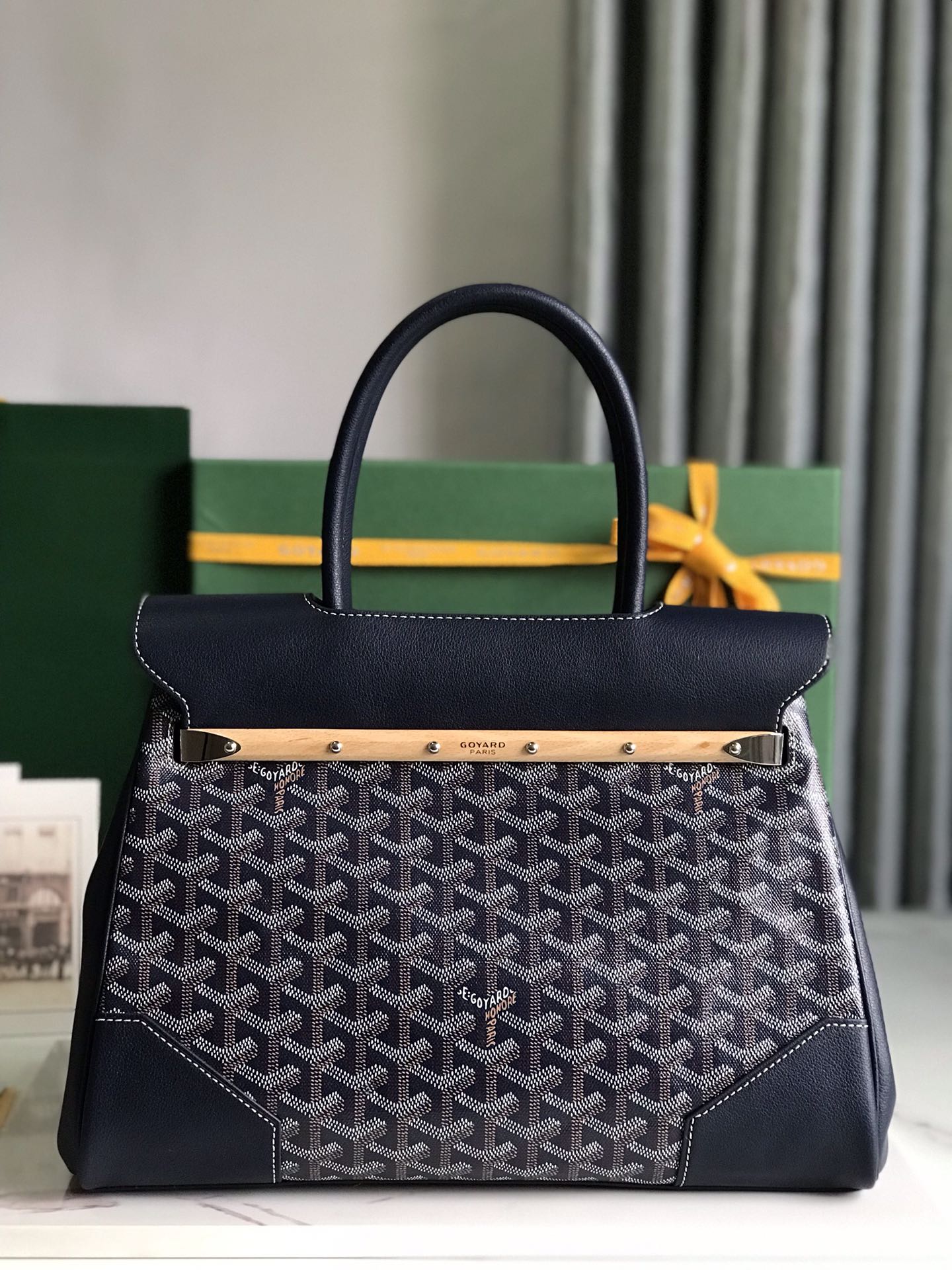 Goyard Saigon Tote Navy Blue Goyardine Canvas ...