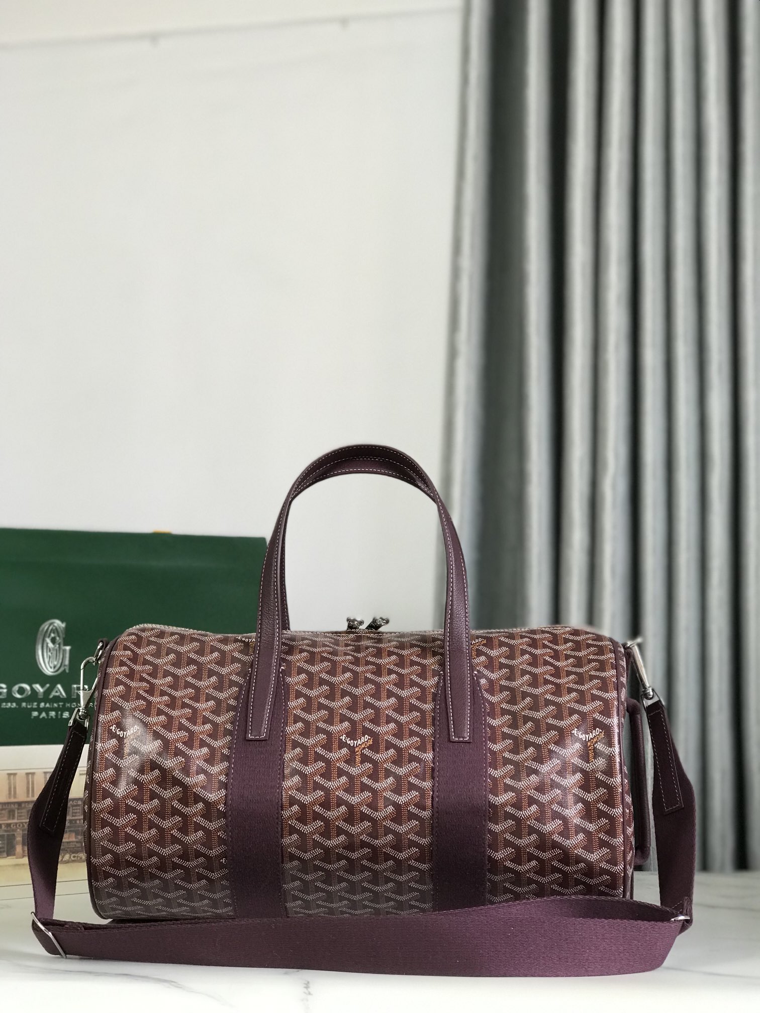 Goyard Barrel 40 Sports Bag Burgundy