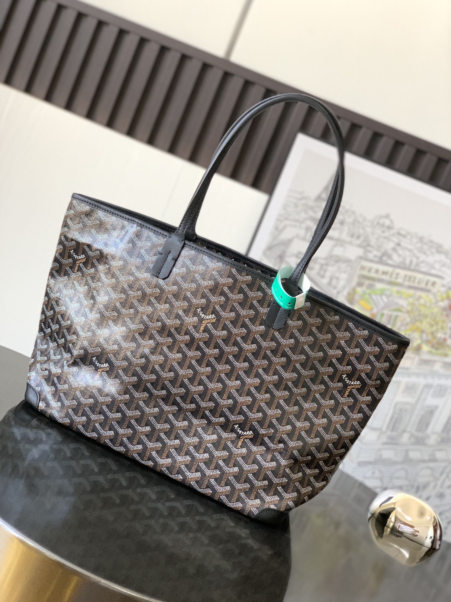 Goyard Black Goyardine Coated Canvas and Leather Saint Louis
