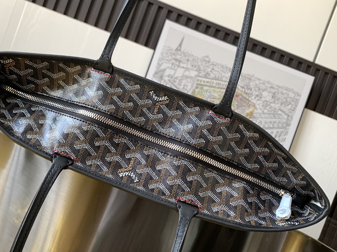 Goyard Black Goyardine Coated Canvas and Leather Saint Louis
