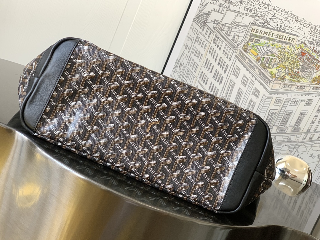 Goyard Black Goyardine Coated Canvas and Leather Saint Louis