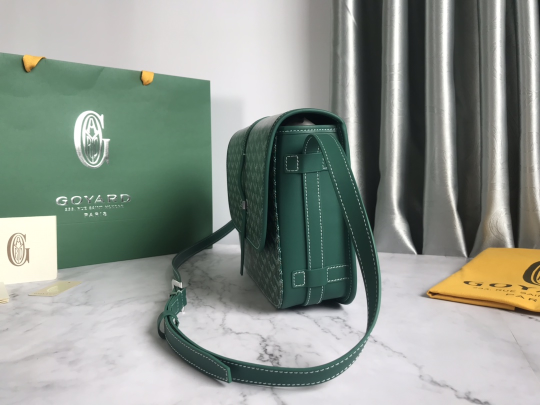 Goyard Green Goyardine Coated Canvas and Leather