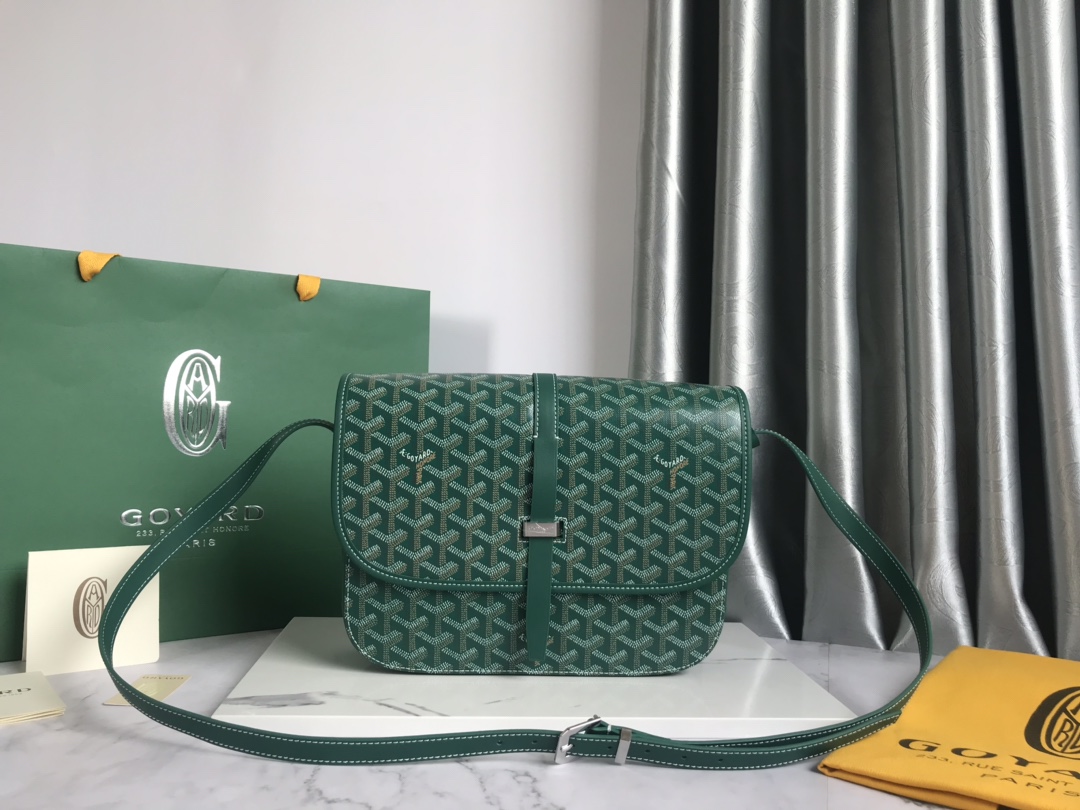 Goyard Green Goyardine Coated Canvas and Leather
