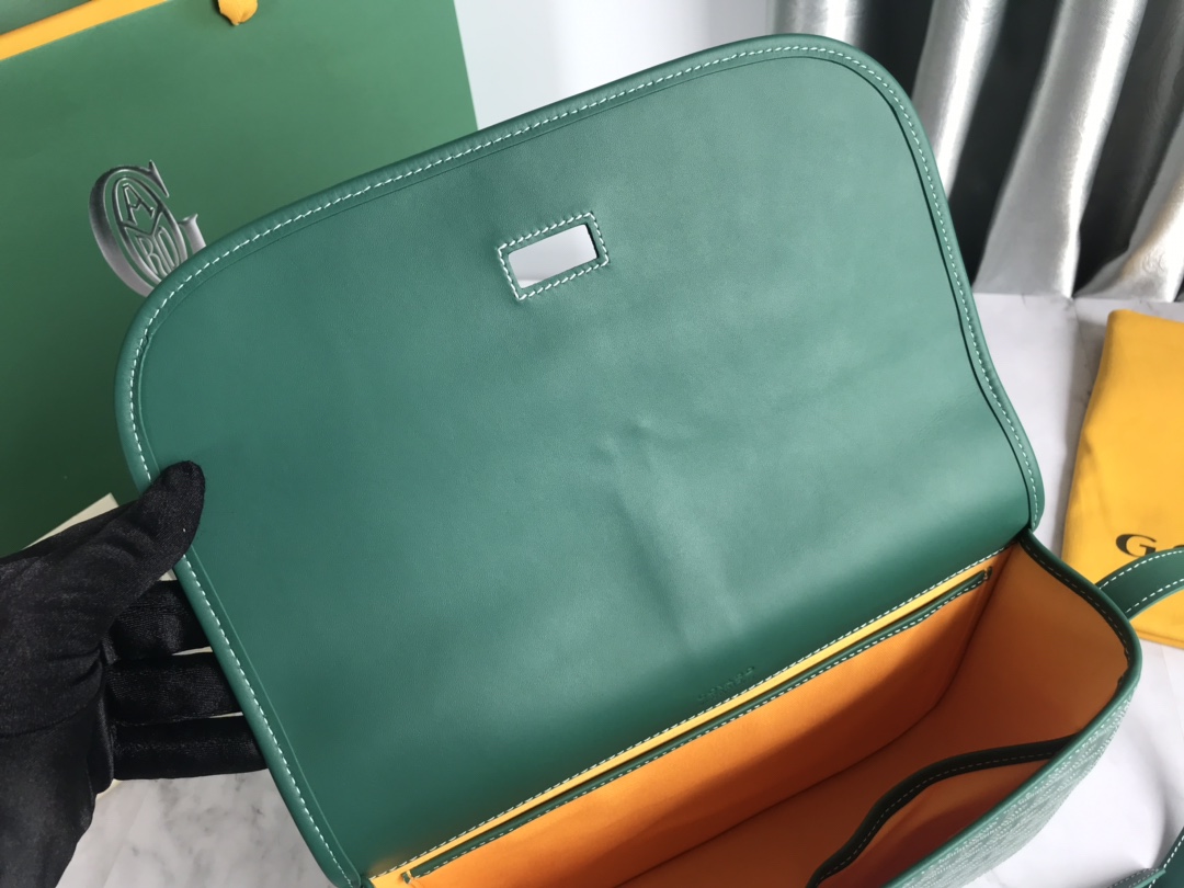 Goyard Green Goyardine Coated Canvas and Leather