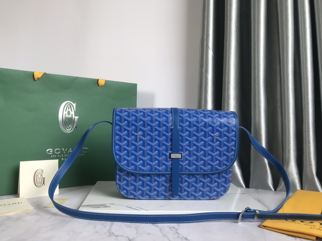GOYARD Goyardine Belvedere MM Bag Sky Blue