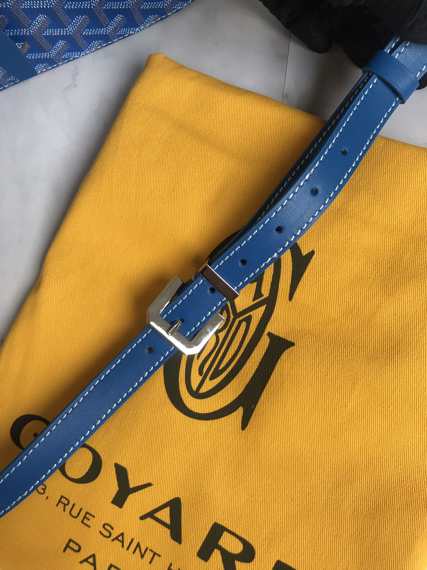 GOYARD Goyardine Belvedere MM Bag Sky Blue