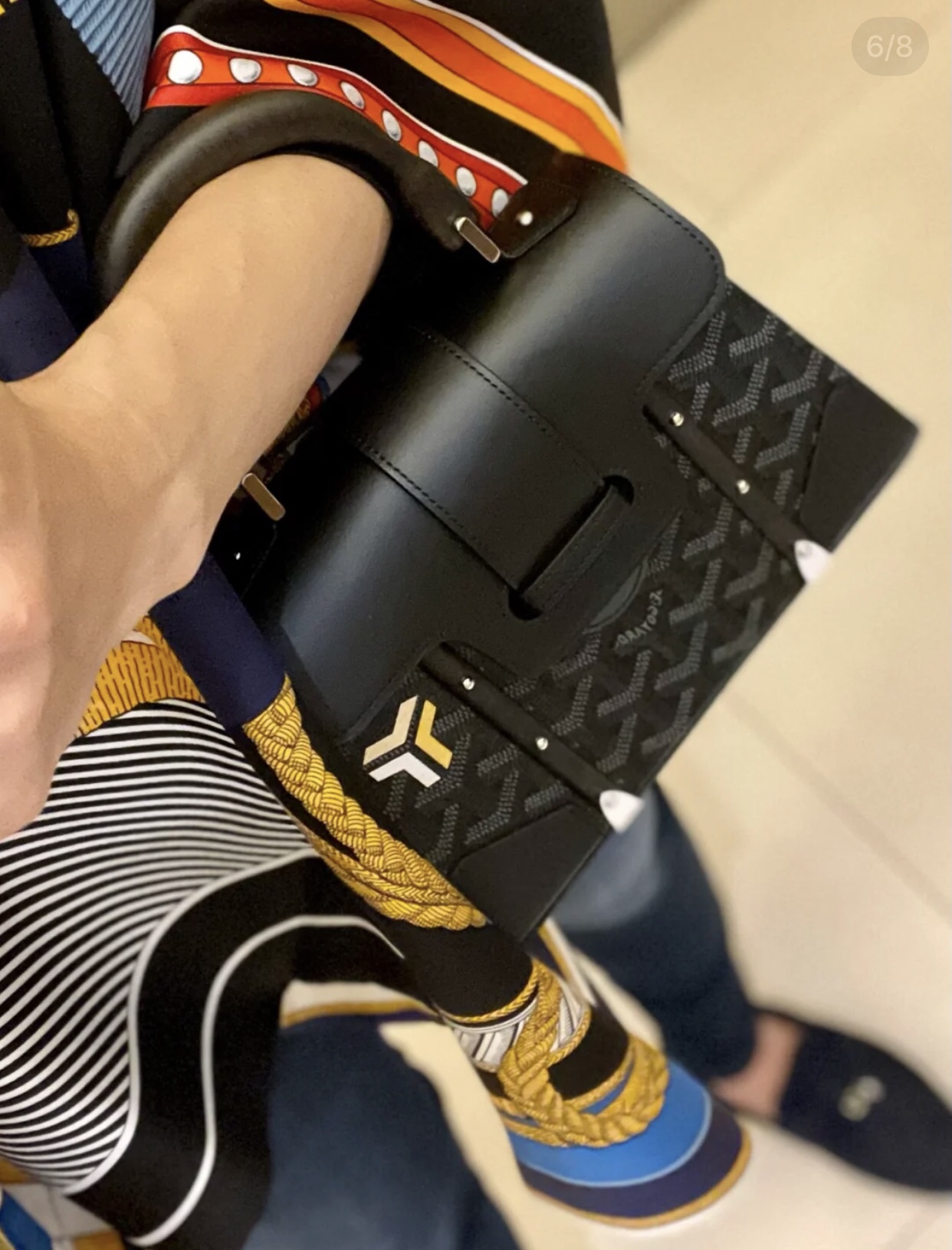 GOYARD Saigon PM Chevron Print Canvas Bag –black