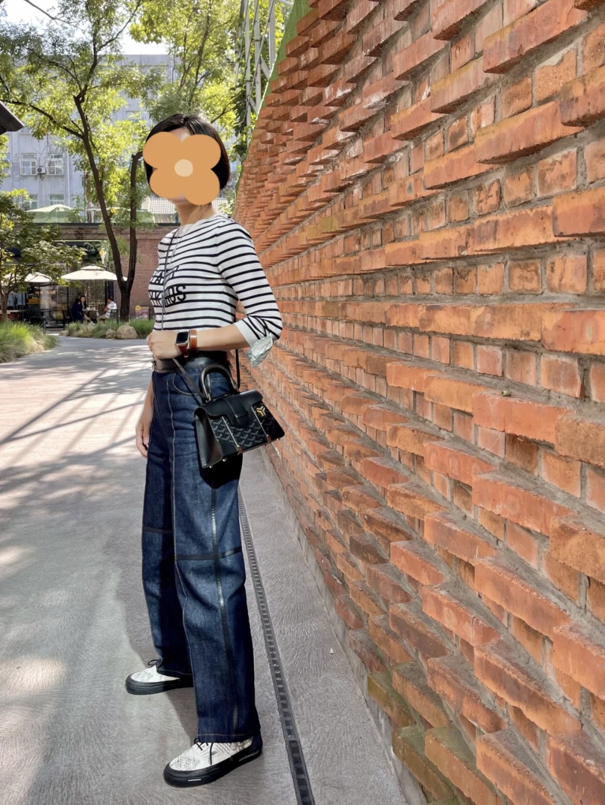 GOYARD Saigon PM Chevron Print Canvas Bag –black