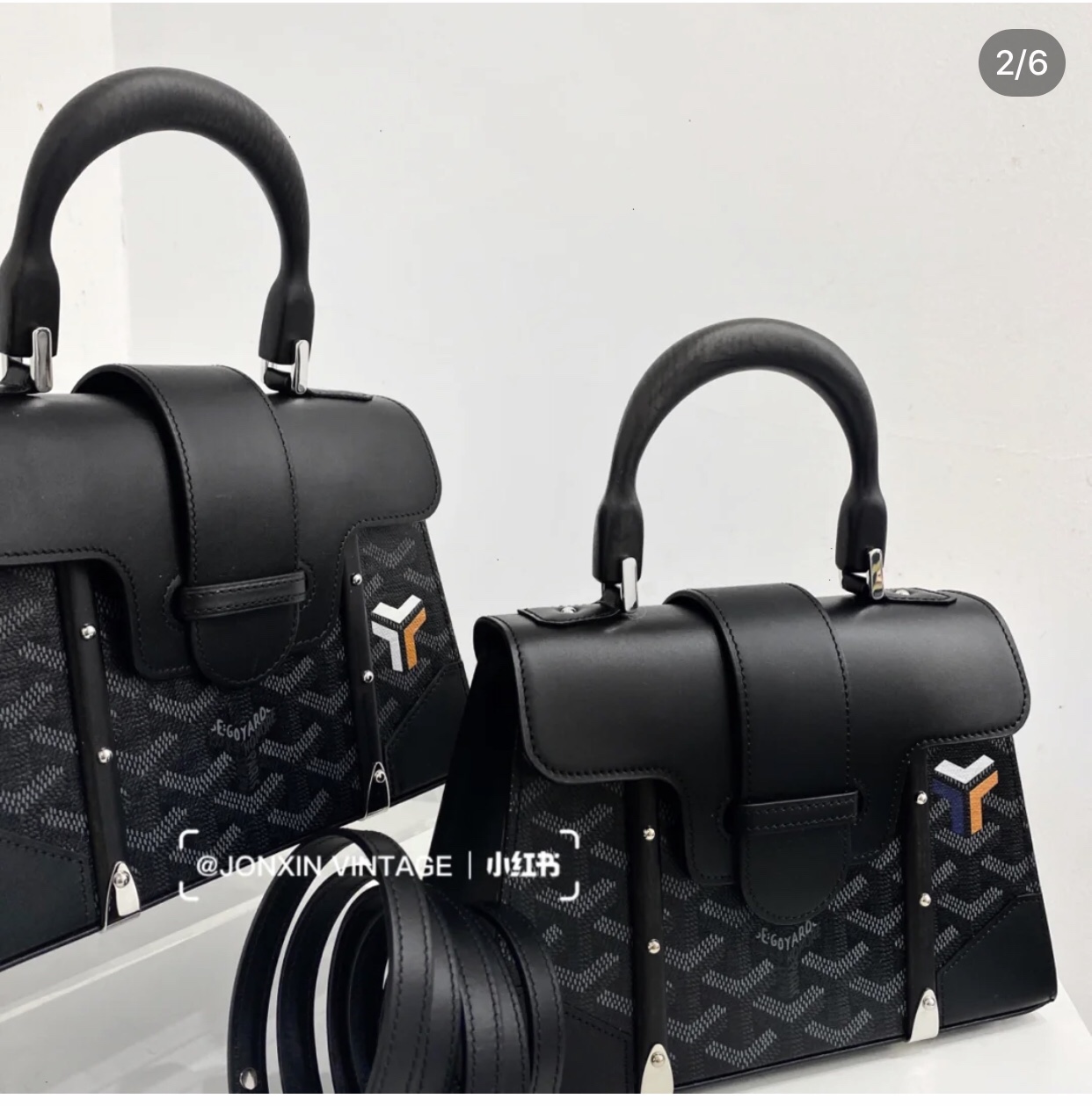 GOYARD Saigon PM Chevron Print Canvas Bag –black