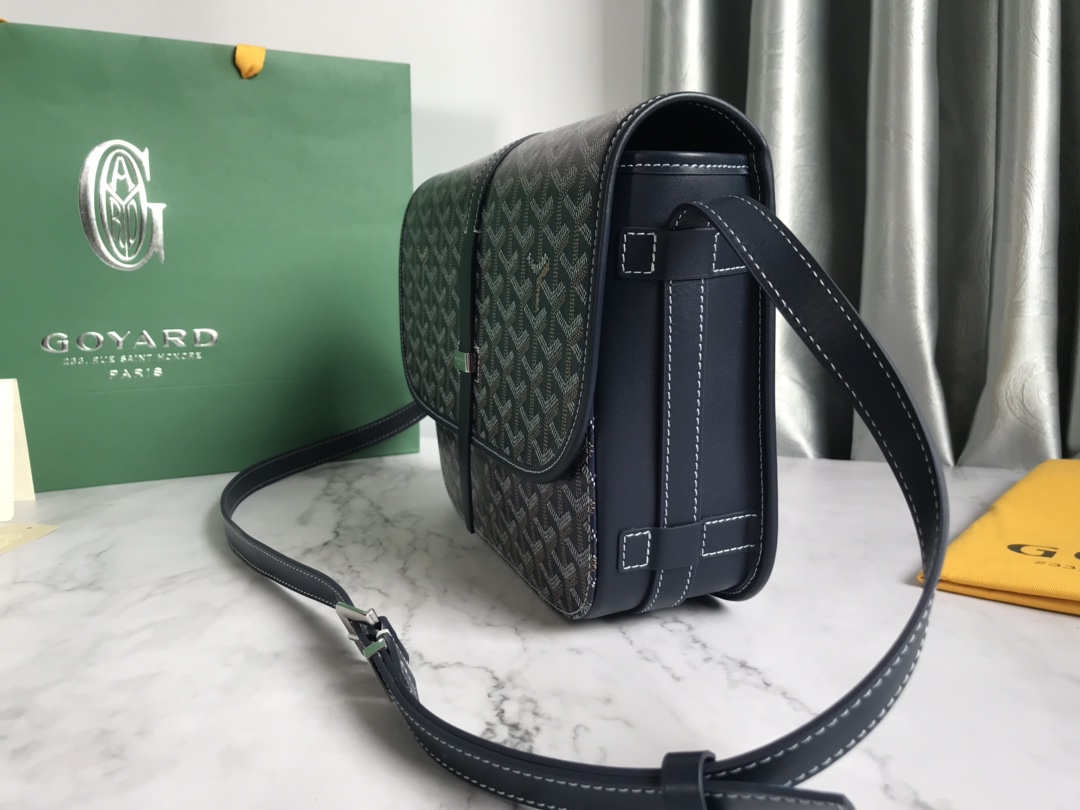 Goyard Navy Blue Goyardine Coated Canvas and Leather