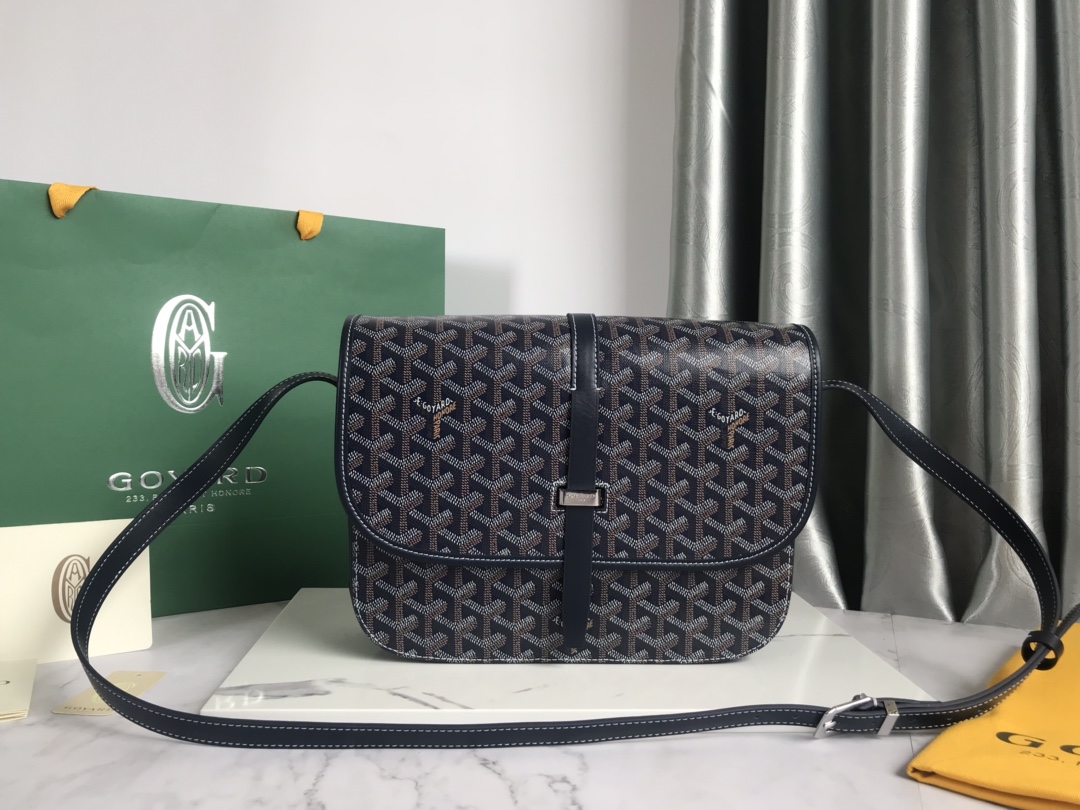 Goyard Navy Blue Goyardine Coated Canvas and Leather
