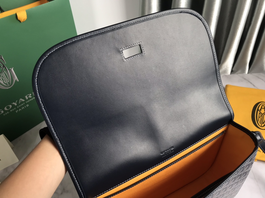 Goyard Navy Blue Goyardine Coated Canvas and Leather