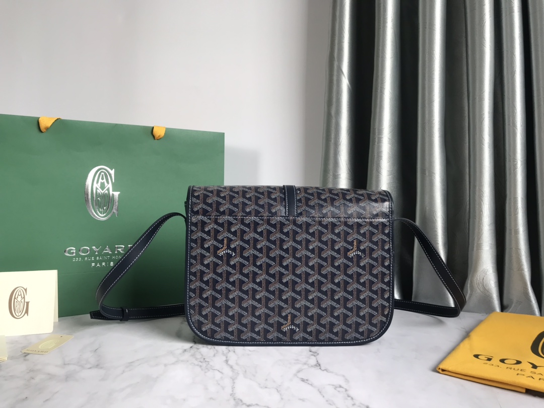 Goyard Navy Blue Goyardine Coated Canvas and Leather