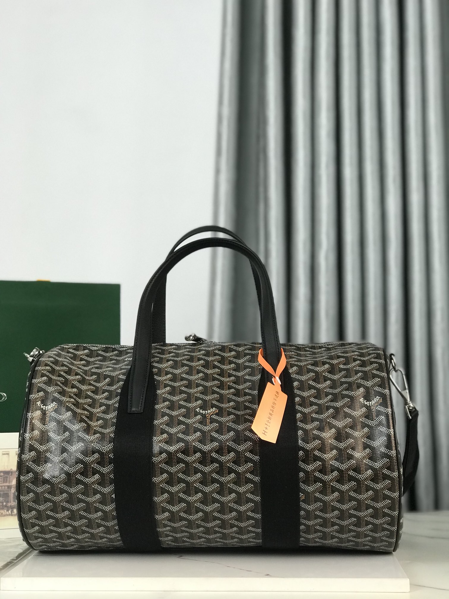 Goyard Barrel 40 Sports Bag Black Hand Duffle Purse Mens