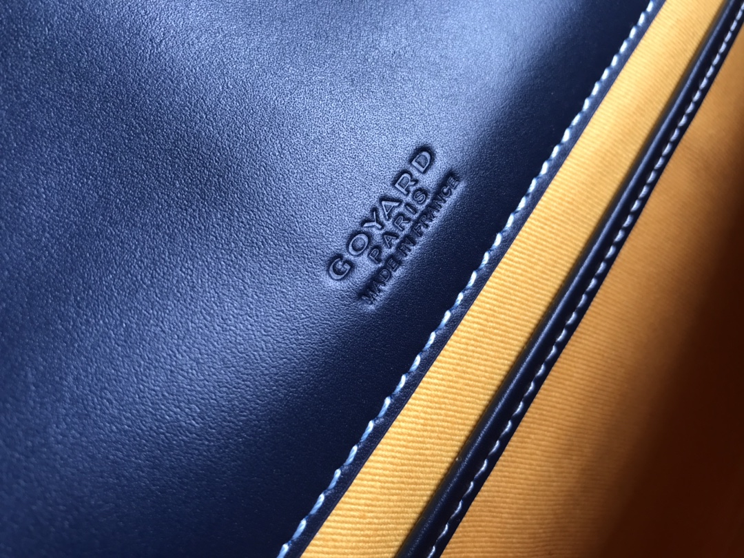 Goyard Navy Blue Goyardine Coated Canvas and Leather