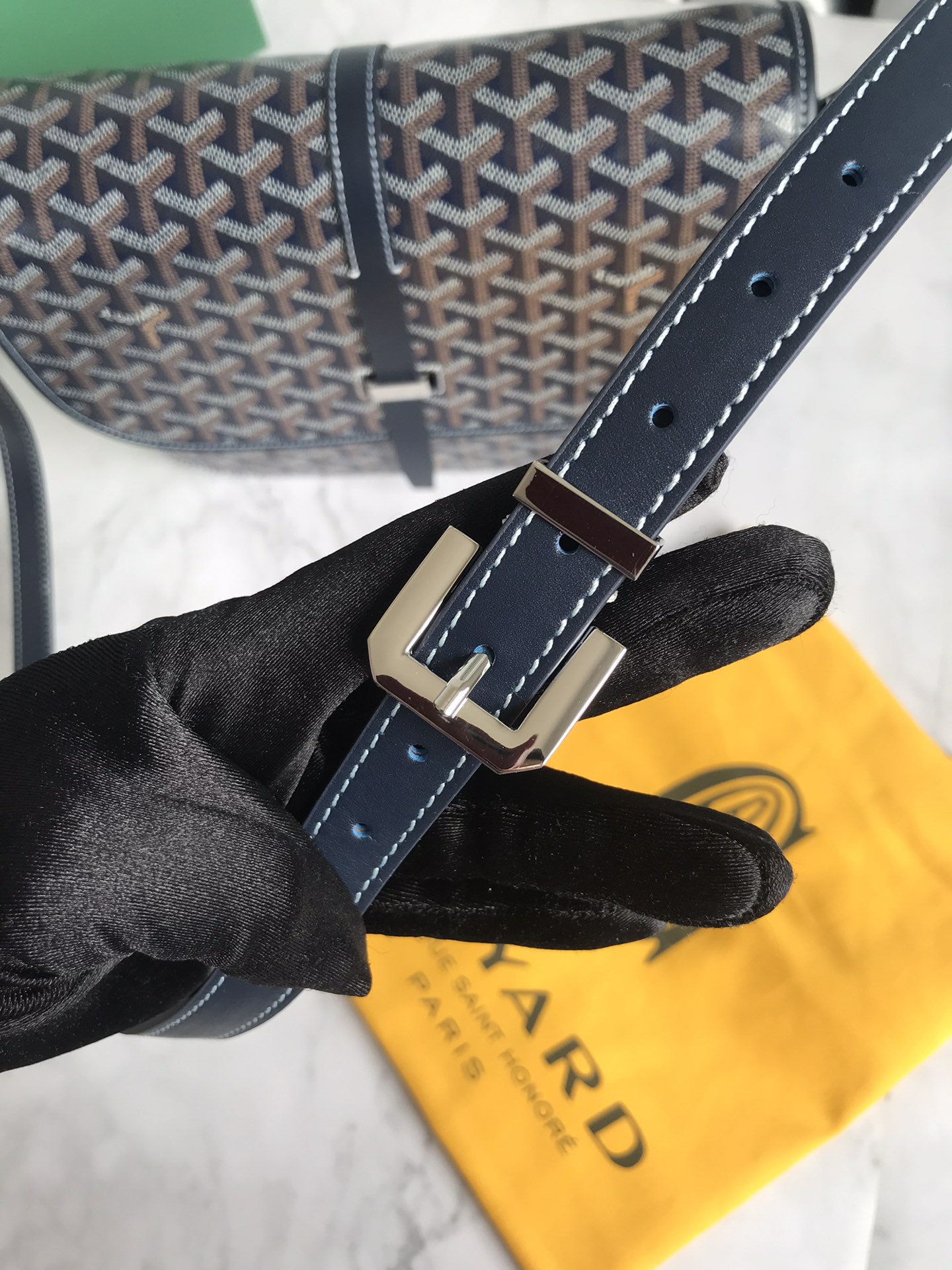 Goyard Navy Blue Goyardine Coated Canvas and Leather