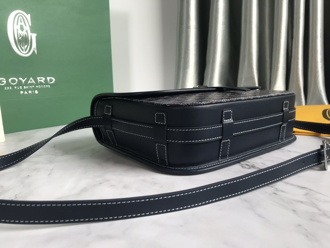 Goyard Navy Blue Goyardine Coated Canvas and Leather