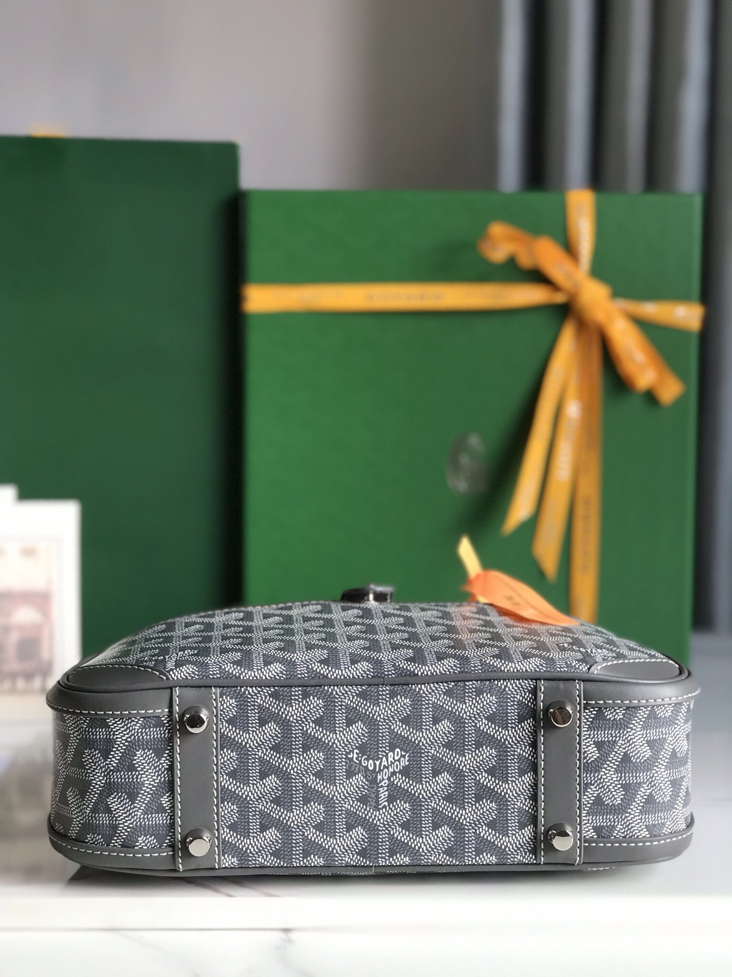 Goyard St. Jeanne MM Handbag Gray PVC Canvas Grey Cloth