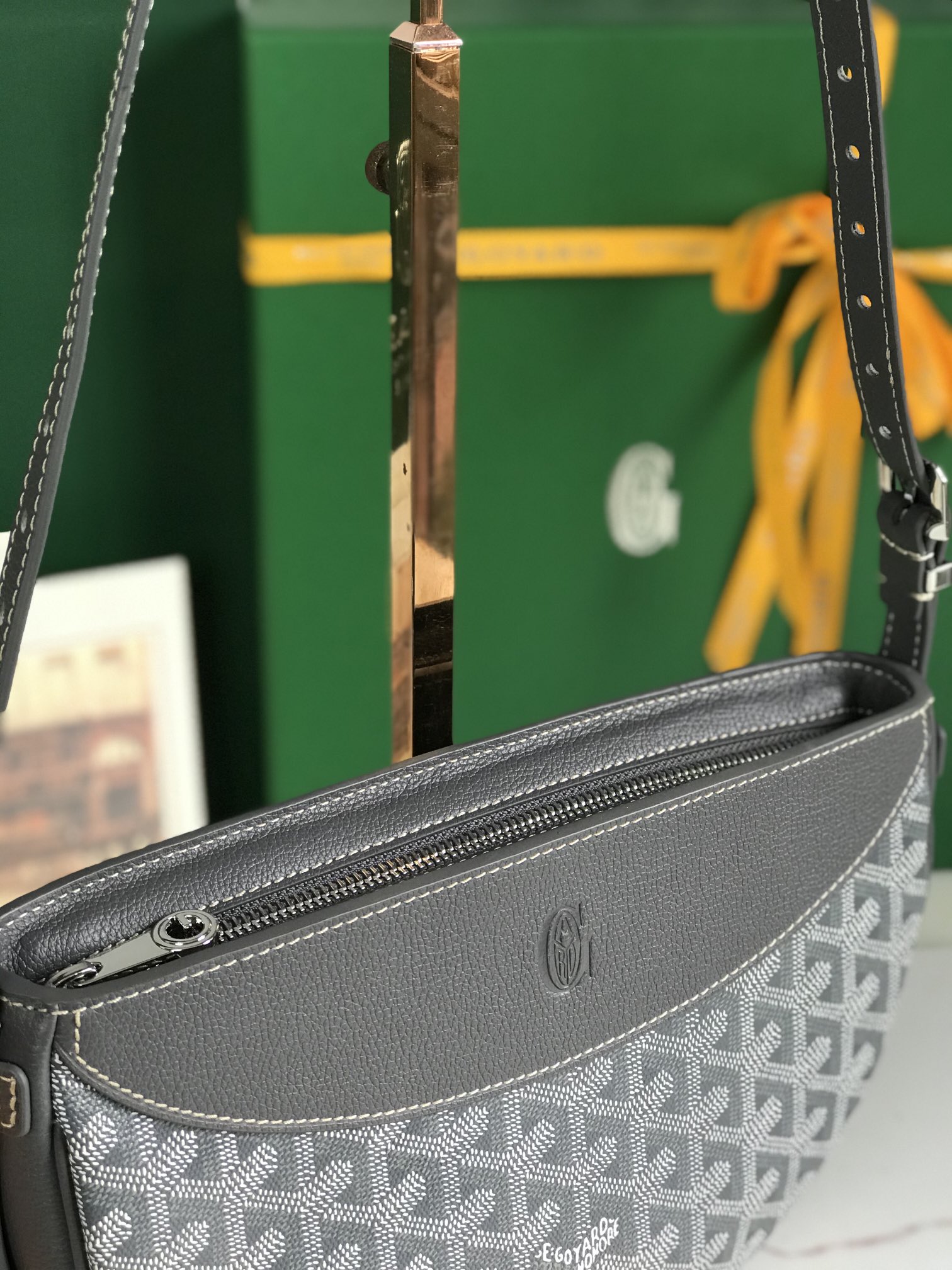 Goyard Grey Goyardine Canvas And Chevroches Calfskin