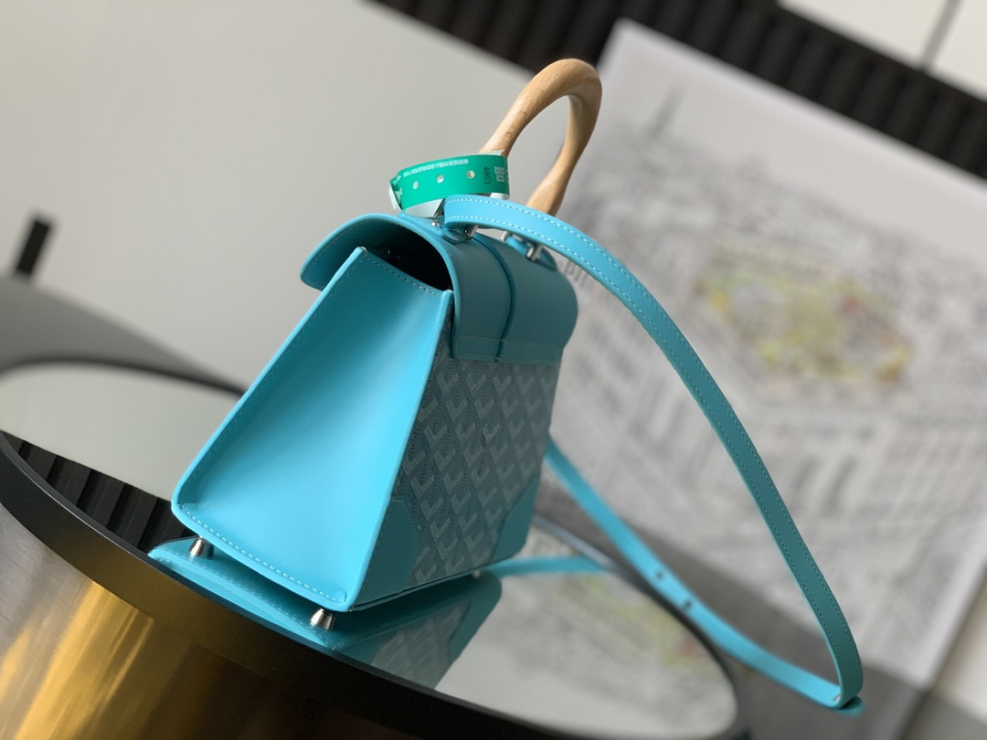 Saigon Top Handle Bag Coated Canvas with Leather PM bag blue sky