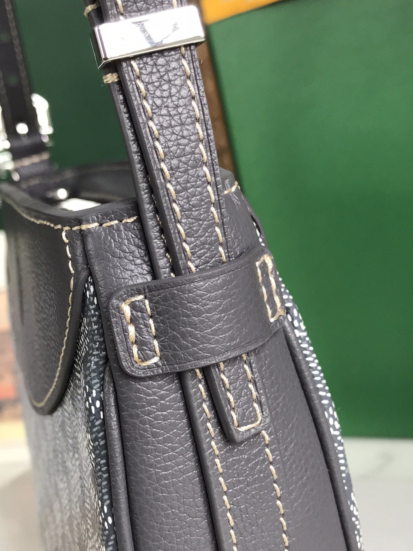 Goyard Grey Goyardine Canvas And Chevroches Calfskin