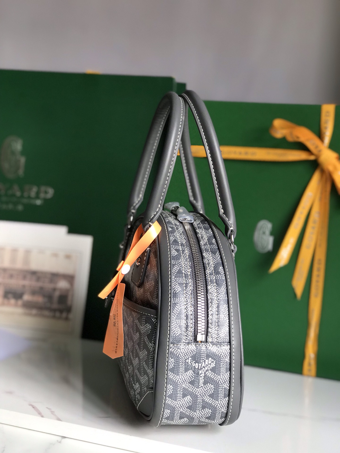 Goyard St. Jeanne MM Handbag Gray PVC Canvas Grey Cloth