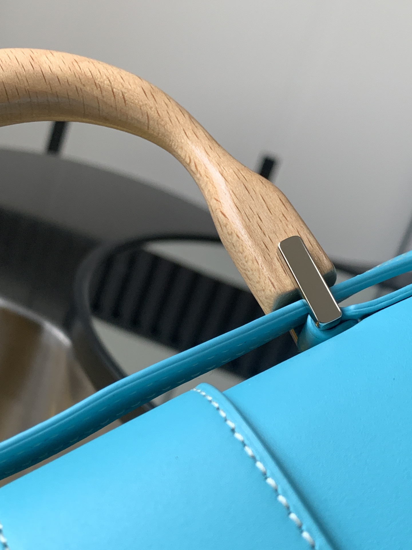 Saigon Top Handle Bag Coated Canvas with Leather PM bag blue sky