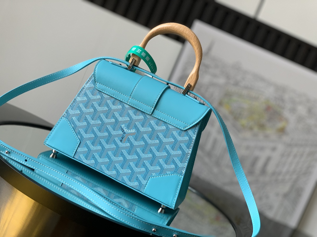 Saigon Top Handle Bag Coated Canvas with Leather PM bag blue sky