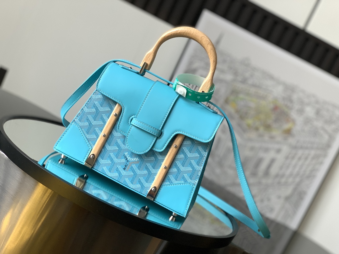 Saigon Top Handle Bag Coated Canvas with Leather PM bag blue sky