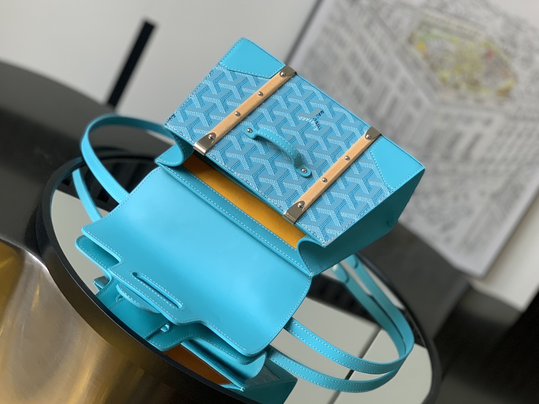 Saigon Top Handle Bag Coated Canvas with Leather PM bag blue sky