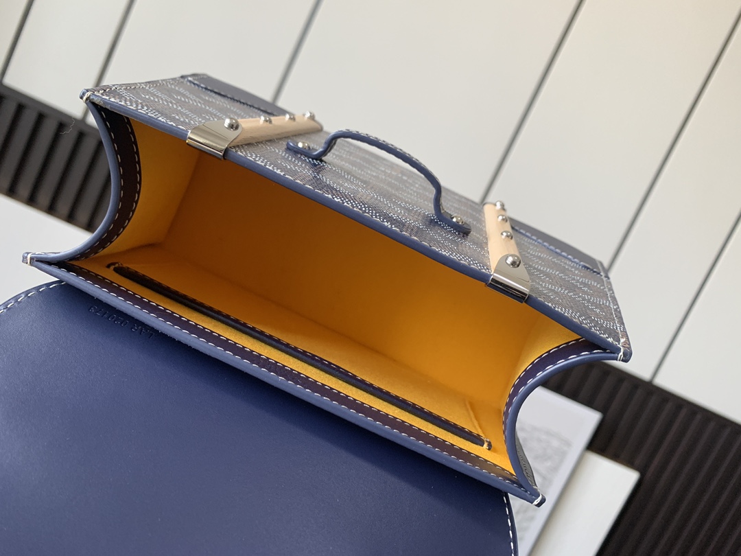 Goyard Blue Goyardine Coated Canvas And Leather Mini