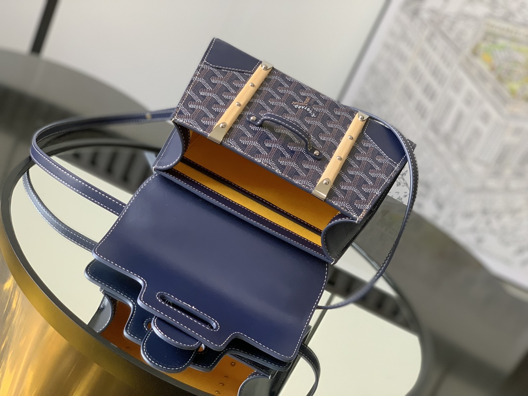 Goyard Blue Goyardine Coated Canvas And Leather Mini